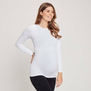 Dámske bezšvové tehotenské tričko MP s dlhými rukávmi – biele - S