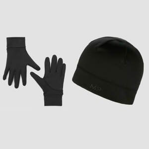 Bežecká čiapka a reflexné rukavice MP – čierne - S/M