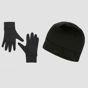 Bežecká čiapka a reflexné rukavice MP – čierne - L/XL