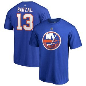 New York Islanders pánske tričko blue Mathew Barzal #13 Stack Logo Name & Number - Akcia