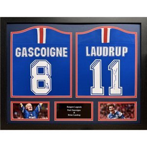 Legendy zarámované dresy Rangers FC 2020-2021 Laudrup & Gascoigne Signed Shirts (Dual Framed) - Novinka