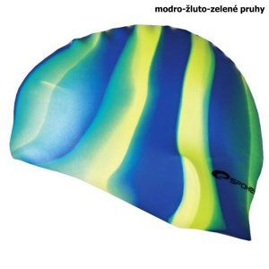 Plavecká čiapka SPOKEY Abstract - modro-žlto-zelené pruhy