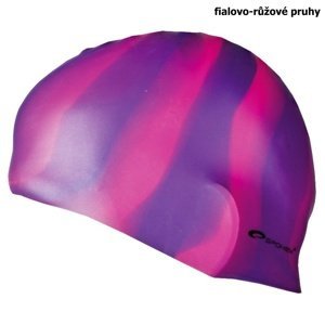 Plavecká čiapka SPOKEY Abstract - fialovo-ružové pruhy