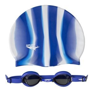 Detské plavecké okuliare s čiapkou SPURT ZEBRA 1100 - modré