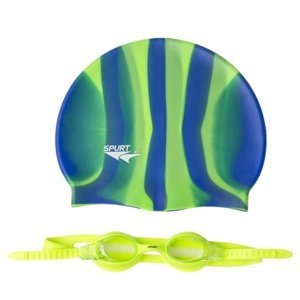 Detské plavecké okuliare SPURT ZEBRA 1100 s čiapkou - zelené