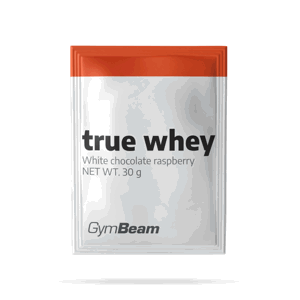 GymBeam Vzorka True Whey 30 g biela čokoláda malina