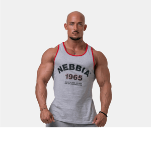 NEBBIA Men‘s tank top Old school muscle Grey  XXL