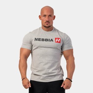 NEBBIA Pánske tričko Red “N“ svetlo sivé  XL