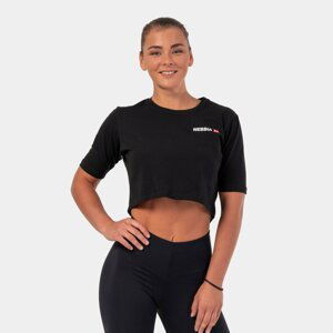 NEBBIA Dámske tričko Crop Top Minimalist Logo Black  L