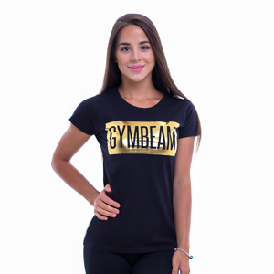GymBeam Dámske tričko Box Logo Black Gold  XS