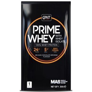 Proteínové prášky QNT PRIME WHEY- 100 % Whey Isolate & Concentrate Blend 30 g Belgian Chocolate Brownie