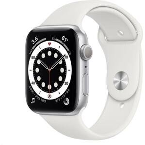 Hodinky Apple Apple Watch S6 GPS, 44mm Silver Aluminium Case with White Sport Band - Regular