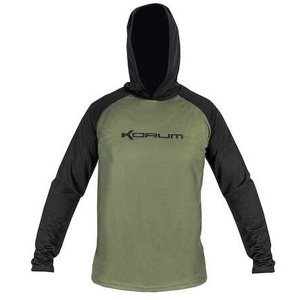 Korum tričko hooded dri-active long sleeve t-shirt - m