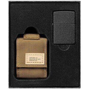 Zippo sada taktické púzdro hnedé + zippo zapaľovač 26075 black crackle