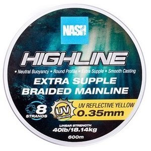 Nash splietaná šnúra highline extra supple braid uv yellow 600 m - 0,35 mm 18,14 kg