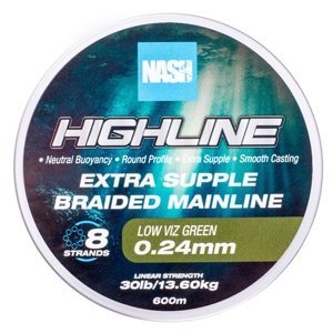 Nash splietaná šnúra highline extra supple braid green 600 m - 0,24 mm 13,6 kg