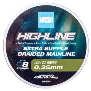 Nash splietaná šnúra highline extra supple braid green 1200 m - 0,35 mm 18,14 kg