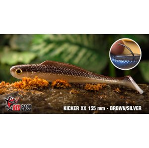 Redbass gumová nástraha ripper kicker brown/silver - xs 42 mm