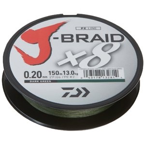 Daiwa splietaná šnúra j-braid dark green 150 m-priemer 0,06 mm / nosnosť 4 kg