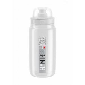 ELITE-Fľaša FLY MTB transparentná šedé logo 550 ml Biela