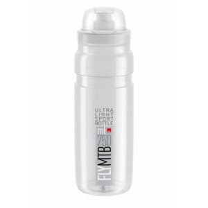 ELITE-Fľaša FLY MTB transparentná šedé logo 750 ml Biela