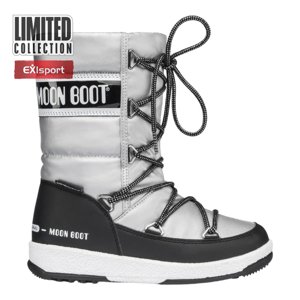 MOON BOOT-Girl Quilted Jr silver/black Strieborná 36