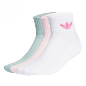 ADIDAS ORIGINALS-MID ANKLE SCK- WHITE/CLPINK/HAZGRN 3 PCK Mix 43/45