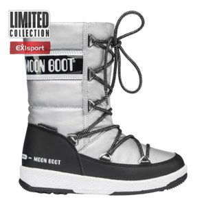 MOON BOOT-Girl Quilted WP silver/black Strieborná 34