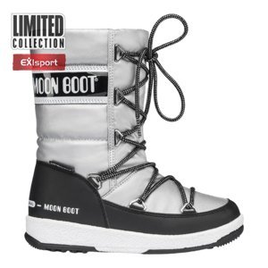 MOON BOOT-Girl Quilted WP silver/black Strieborná 33