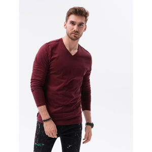 OMBRE-T-shirt LS-L136-V8-BURGUNDY Červená L