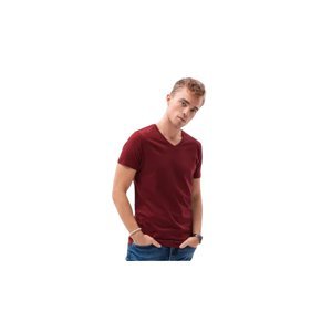 OMBRE-T-shirt SS-S1369-V10-BURGUND Červená M