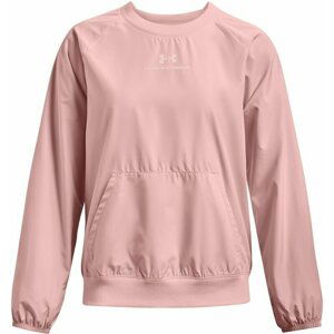 Under Armour UA Rush Woven Crew Retro Pink/White M Fitness mikina