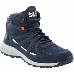 Jack Wolfskin Pánske outdoorové topánky Woodland 2 Texapore Mid Dark Blue/Red 39,5