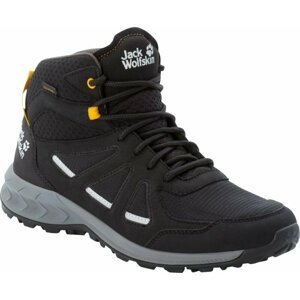 Jack Wolfskin Pánske outdoorové topánky Woodland 2 Texapore Mid Black/Burly Yellow XT 41