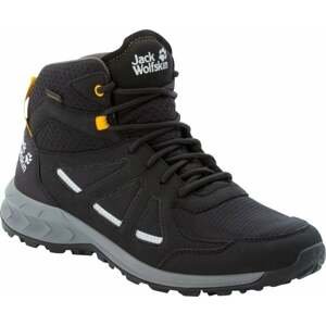 Jack Wolfskin Pánske outdoorové topánky Woodland 2 Texapore Mid Black/Burly Yellow XT 42