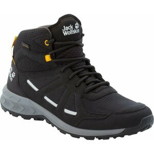 Jack Wolfskin Pánske outdoorové topánky Woodland 2 Texapore Mid Black/Burly Yellow XT 44