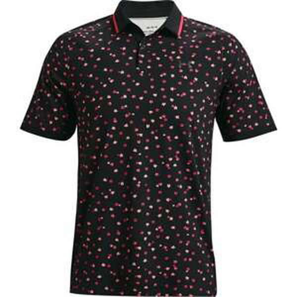 Under Armour Iso-Chill Floral Mens Polo Black/Electric Tangerine/Halo Gray M