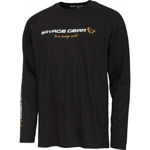 Savage Gear Tričko Signature Logo Long Sleeve T-Shirt Black Caviar M