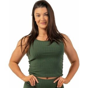 Nebbia Organic Cotton Ribbed Tank Top Dark Green M Fitness tričko