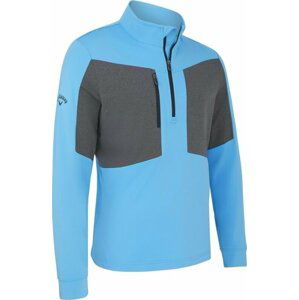 Callaway Mens Aquapel 1/2 Zip Mixed Media Pullover Malibu Blue/Caviar M