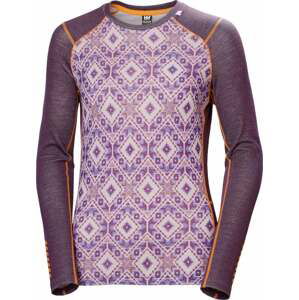 Helly Hansen W Lifa Merino Midweight Graphic Crew Amethyst Star Pixel XS Dámske termoprádlo