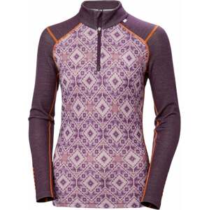 Helly Hansen Dámske termoprádlo W Lifa Merino Midweight 2-in-1 Graphic Half-zip Base Layer Amethyst Star Pixel S