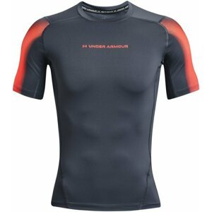 Under Armour Men's UA HeatGear Armour Novelty Short Sleeve Downpour Gray/After Burn XL Fitness tričko