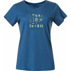 Bergans Graphic Wool Tee Women North Sea Blue/Jade Green/Navy Blue XS Outdoorové tričko