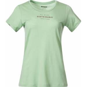 Bergans Graphic Wool Tee Women Light Jade Green/Chianti Red S Outdoorové tričko