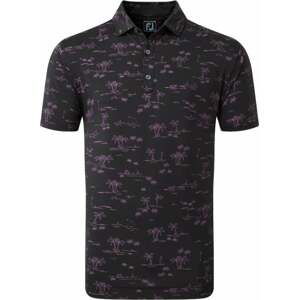 Footjoy Tropic Golf Print Mens Polo Shirt Black/Orchid S