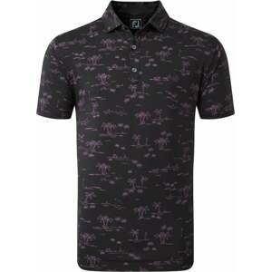 Footjoy Tropic Golf Print Mens Polo Shirt Black/Orchid 2XL