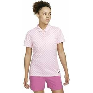 Nike Dri-Fit Victory Womens Short-Sleeve Printed Golf Polo Medium Soft Pink/Black S