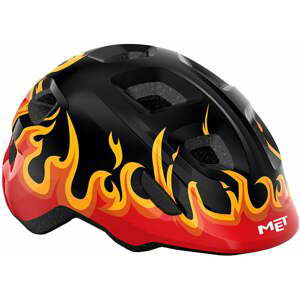 MET Hooray Black Flames/Glossy S (52-55 cm) Detská prilba na bicykel