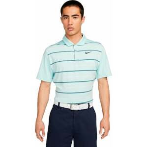 Nike Dri-Fit Tiger Woods Mens Striped Golf Polo Jade Ice/Geode Teal/Summit White/Black M
